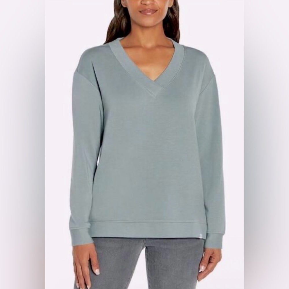 Orvis blue v-neck super soft pullover sweatshirt